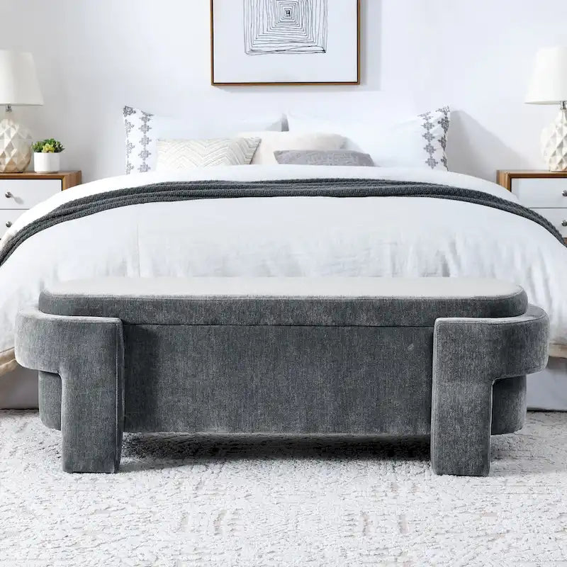 Chenille Upholstered Bench