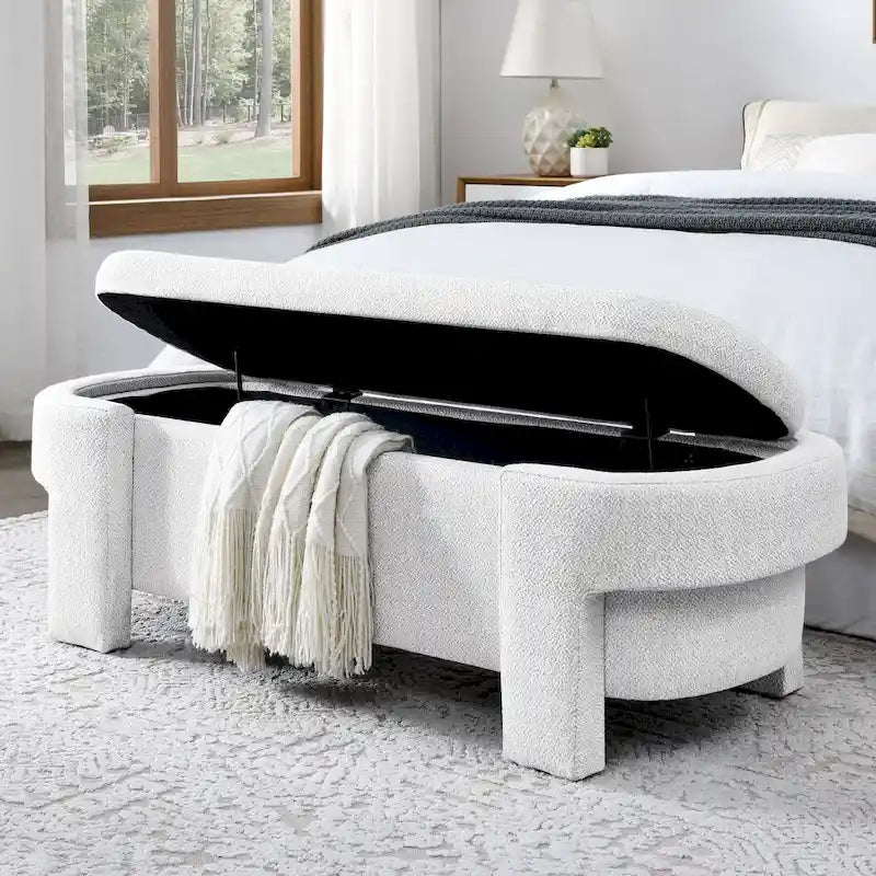Chenille Upholstered Bench