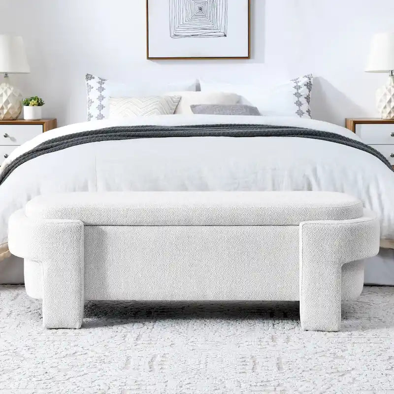Chenille Upholstered Bench