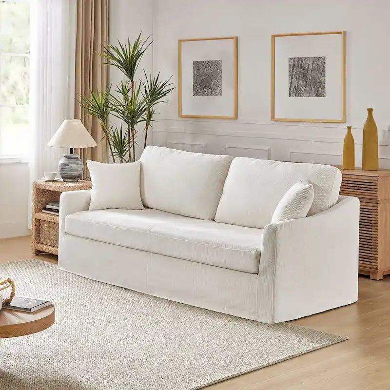 80.5" Modern Slipcovered Sofa with Removable Cushions - 3 Seater