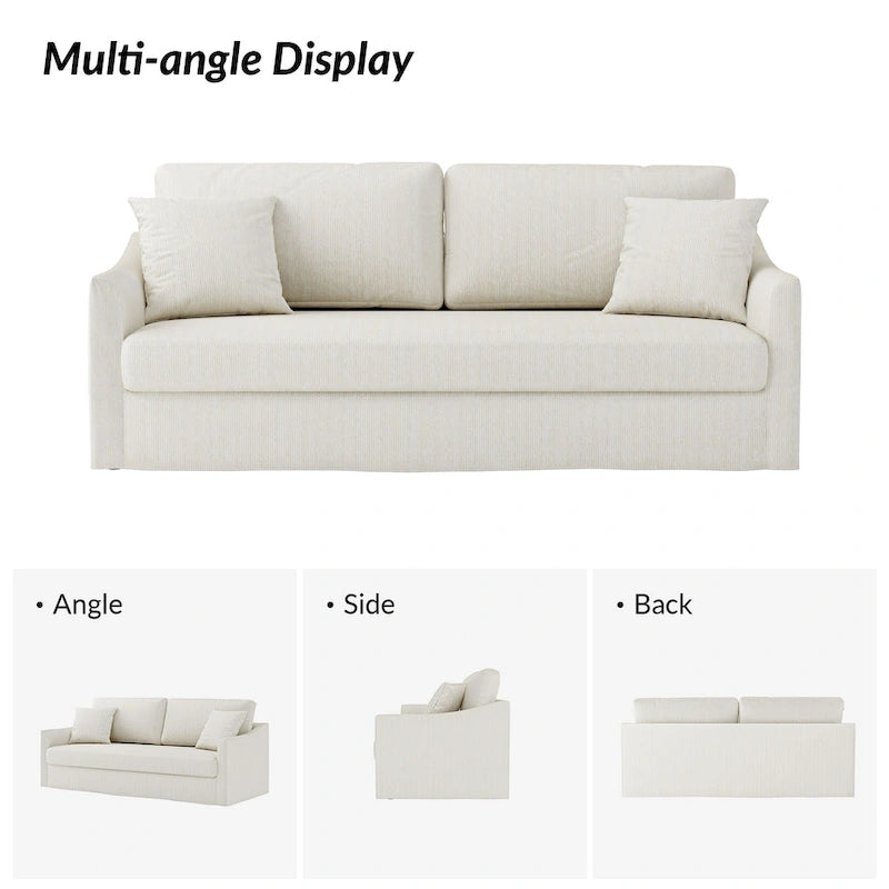 80.5" Modern Slipcovered Sofa with Removable Cushions - 3 Seater
