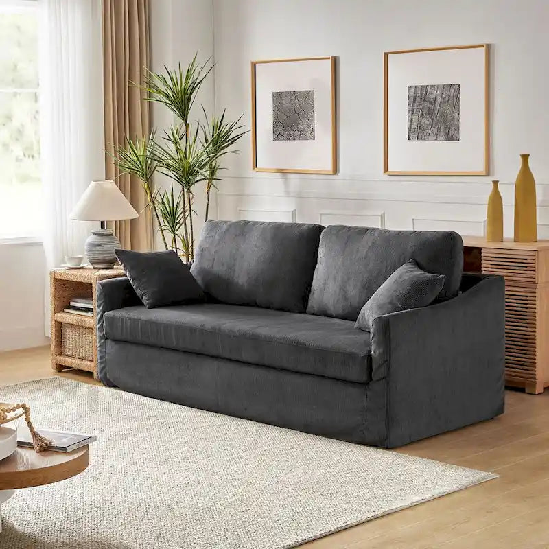 80.5" Modern Slipcovered Sofa with Removable Cushions - 3 Seater