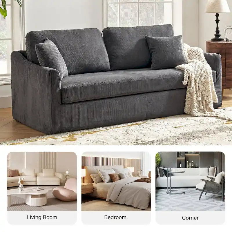80.5" Modern Slipcovered Sofa with Removable Cushions - 3 Seater