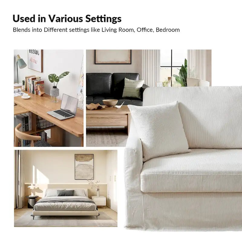 80.5" Modern Slipcovered Sofa with Removable Cushions - 3 Seater