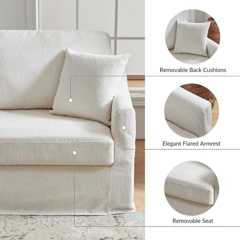 80.5" Modern Slipcovered Sofa with Removable Cushions - 3 Seater