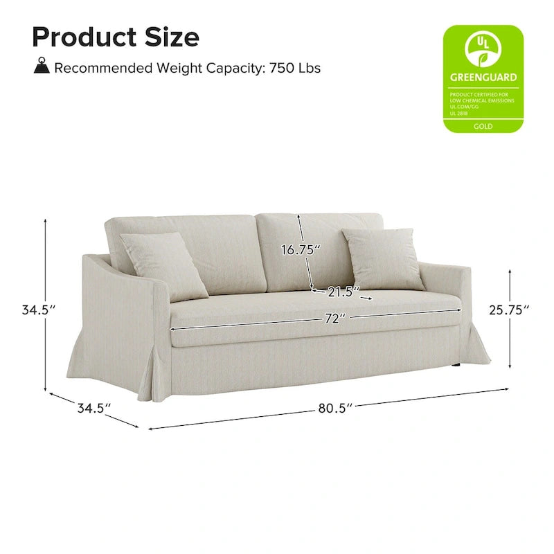 80.5" Modern Slipcovered Sofa with Removable Cushions - 3 Seater