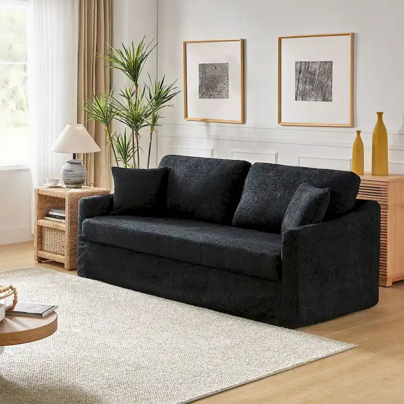 80.5" Modern Slipcovered Sofa with Removable Cushions - 3 Seater