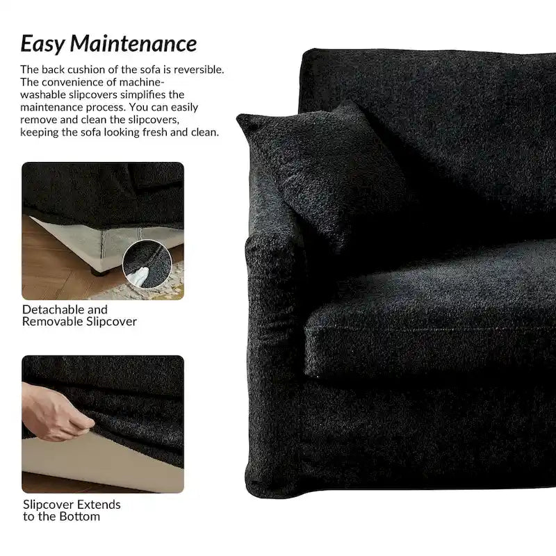 80.5" Modern Slipcovered Sofa with Removable Cushions - 3 Seater