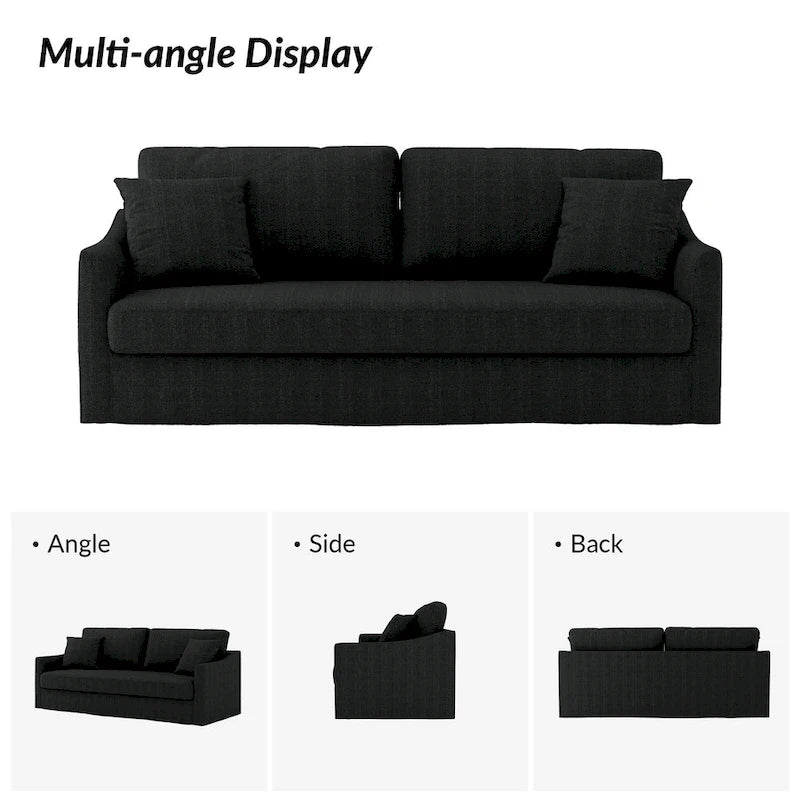 80.5" Modern Slipcovered Sofa with Removable Cushions - 3 Seater