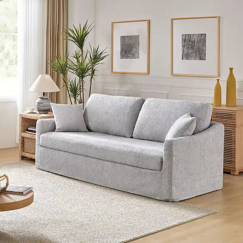 80.5" Modern Slipcovered Sofa with Removable Cushions - 3 Seater