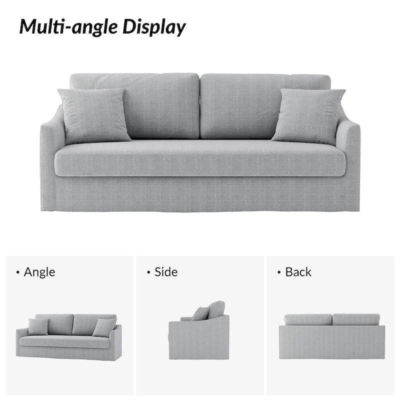 80.5" Modern Slipcovered Sofa with Removable Cushions - 3 Seater
