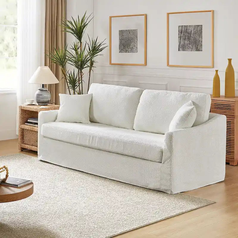 80.5" Modern Slipcovered Sofa with Removable Cushions - 3 Seater