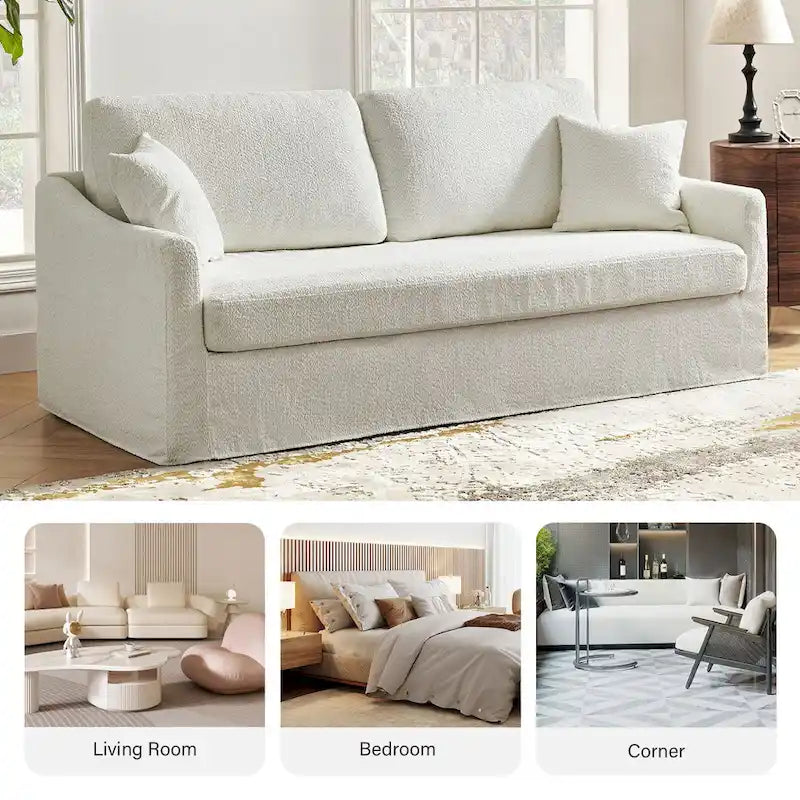 80.5" Modern Slipcovered Sofa with Removable Cushions - 3 Seater