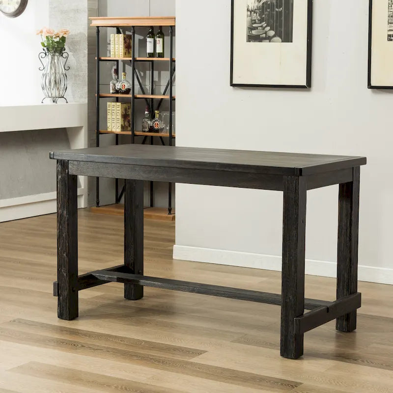 Roundhill Furniture Leviton Counter Height Antique Black Finished Wood 5-piece Dining Set