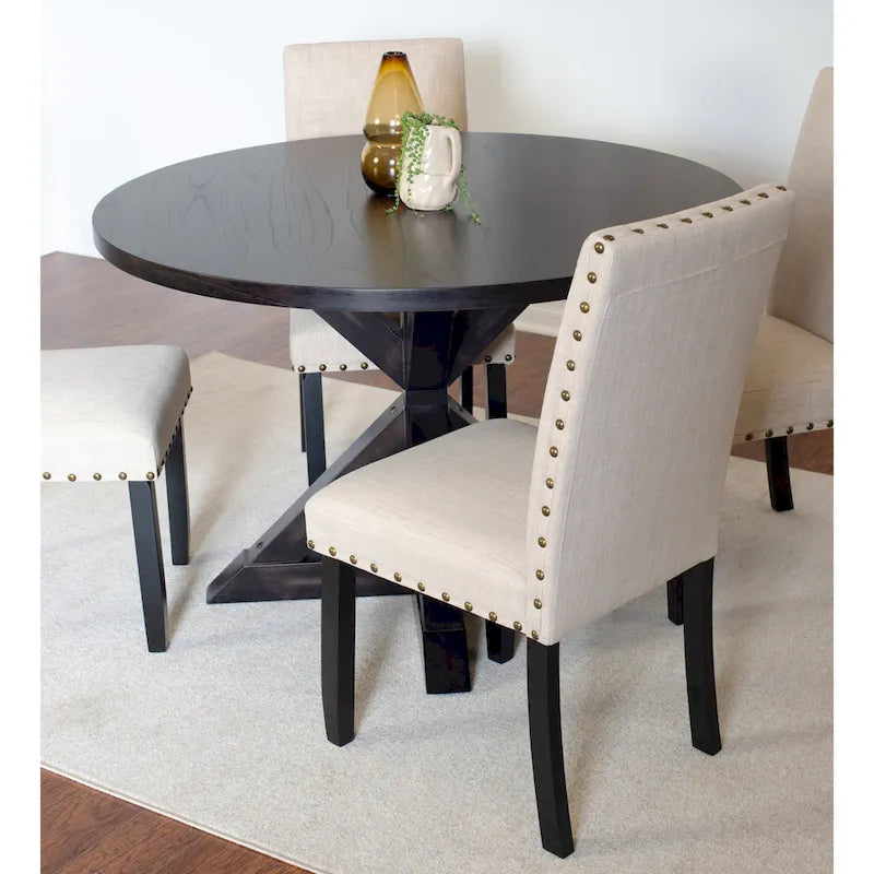Roundhill Furniture Mytzi 5-piece Dining Set, Cross-Buck Dining Table with 4 Stylish Chairs