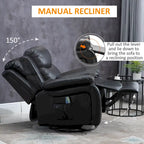 HOMCOM PU Leather Massage Recliner Chair, Swivel Rocker Sofa with Remote Control, Footrest, Padded Seat for Living Room