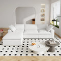 120 L-shaped Modern Sectional Sofa Linen Modular Sofa Couch with Storage Ottoman