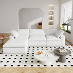 120 L-shaped Modern Sectional Sofa Linen Modular Sofa Couch with Storage Ottoman