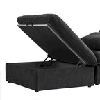 120 L-shaped Modern Sectional Sofa Linen Modular Sofa Couch with Storage Ottoman