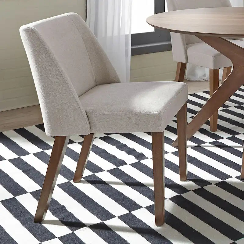 Space Savers Dining Chairs Set Walnut and Linen Upholstery 2 Piece - Various Colors