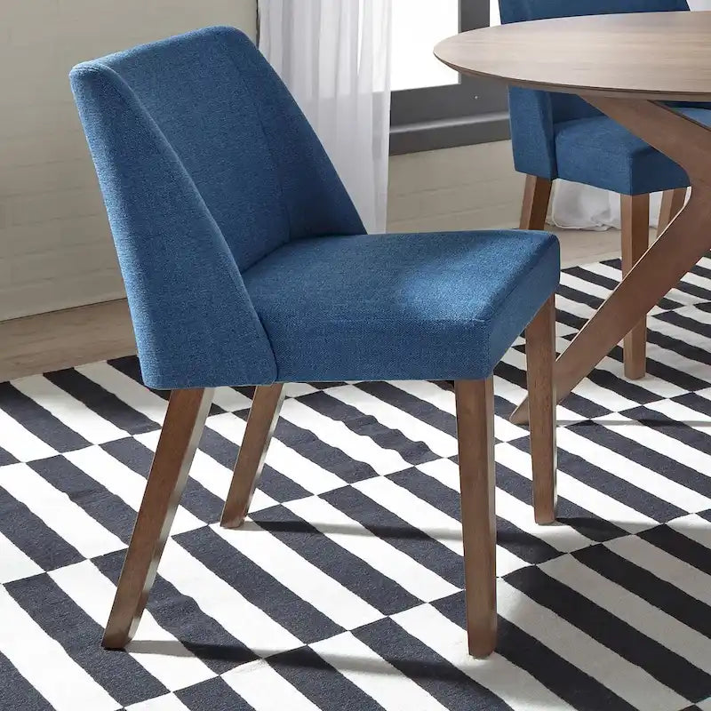 Space Savers Dining Chairs Set Walnut and Linen Upholstery 2 Piece - Various Colors