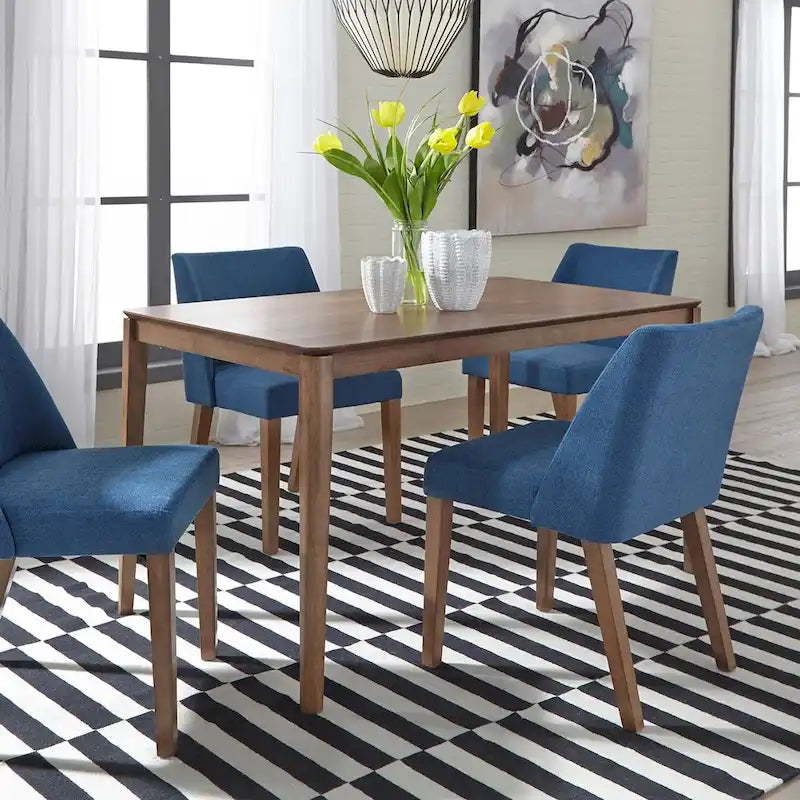 Space Savers Dining Chairs Set Walnut and Linen Upholstery 2 Piece - Various Colors