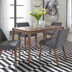 Space Savers Dining Chairs Set Walnut and Linen Upholstery 2 Piece - Various Colors