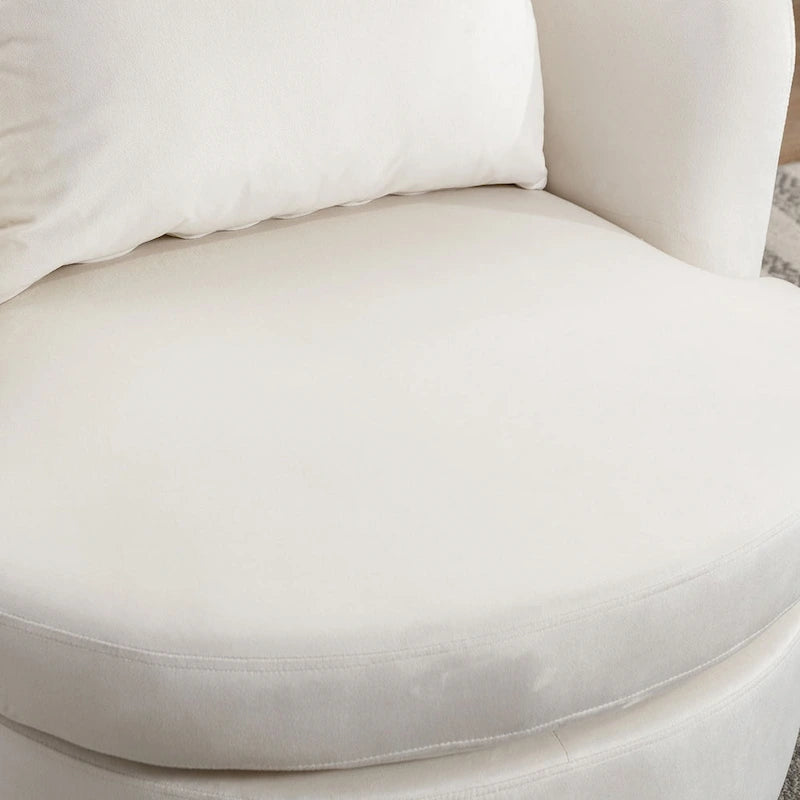 Swivel Barrel Chair with Lamb Wool Fabric
