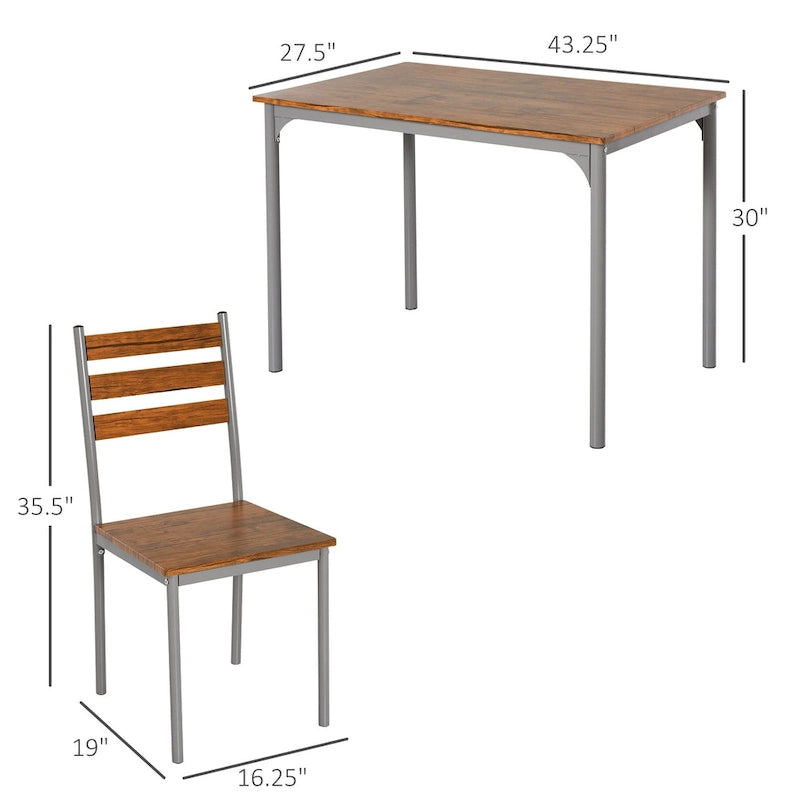 HOMCOM Modern 5-Piece Wooden Dining Kitchen table set 1 Table 4 Chairs Metal legs