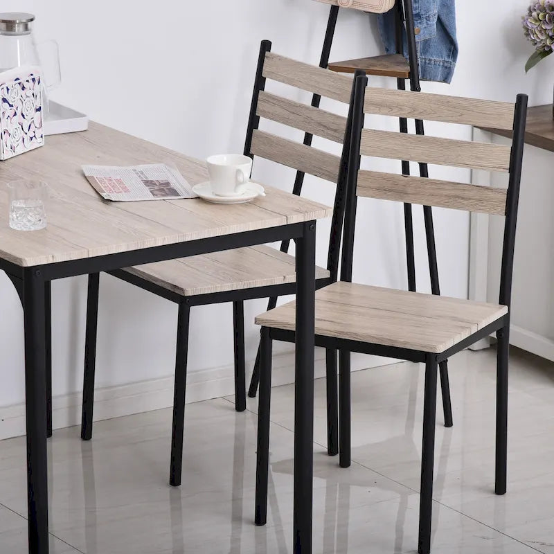 HOMCOM Modern 5-Piece Wooden Dining Kitchen table set 1 Table 4 Chairs Metal legs