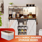 Coffee Bar Cabinet, 47  Sideboard Buffet Cabinet with 20-color LED Lights and 6.5FT Outlet