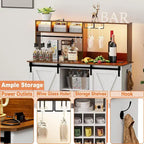 Coffee Bar Cabinet, 47  Sideboard Buffet Cabinet with 20-color LED Lights and 6.5FT Outlet