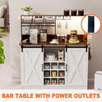Coffee Bar Cabinet, 47  Sideboard Buffet Cabinet with 20-color LED Lights and 6.5FT Outlet