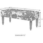 Adeco Cow Print Fabric Rectangular Bench Ottoman