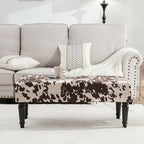 Adeco Cow Print Fabric Rectangular Bench Ottoman