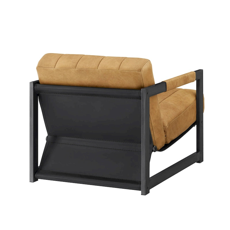 Art Leon Genuine Leather Lounge Accent Arm Chair