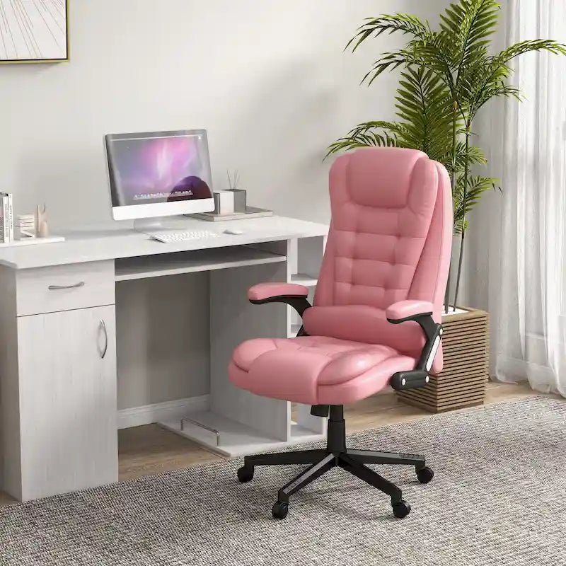 HOMCOM High Back Vibration Massage Office Chair with 6 Vibration Points, Heated Reclining PU Leather Computer Chair