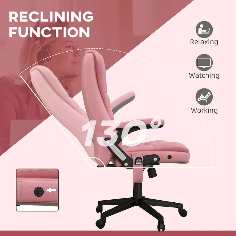 HOMCOM High Back Vibration Massage Office Chair with 6 Vibration Points, Heated Reclining PU Leather Computer Chair