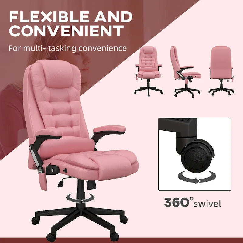 HOMCOM High Back Vibration Massage Office Chair with 6 Vibration Points, Heated Reclining PU Leather Computer Chair