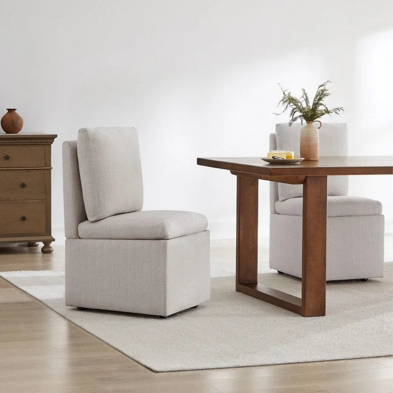 Nathan Dining Chair with Caster & Storage Set of 2 - N/A