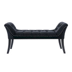 Porthos Home Sybil Tufted Velvet Accent Bench with Rubberwood Legs