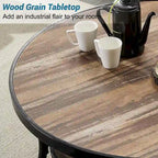 Myhozm Industrial Round Metal Coffee Table with Shelf for Living Room,Home Office and Bedroom