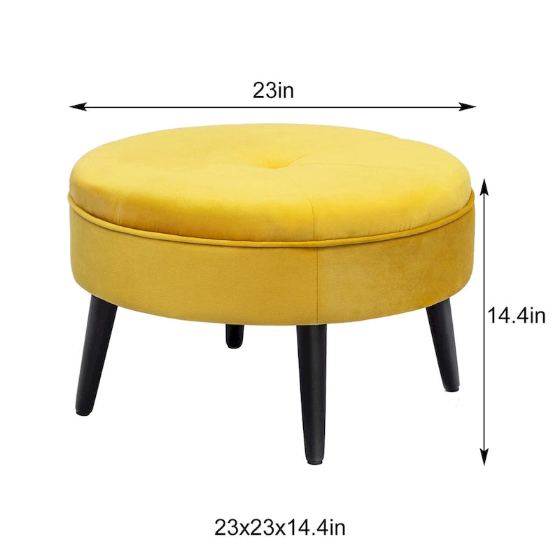 Adeco Carrington Juttersbo Round Tufted Fabric Ottoman
