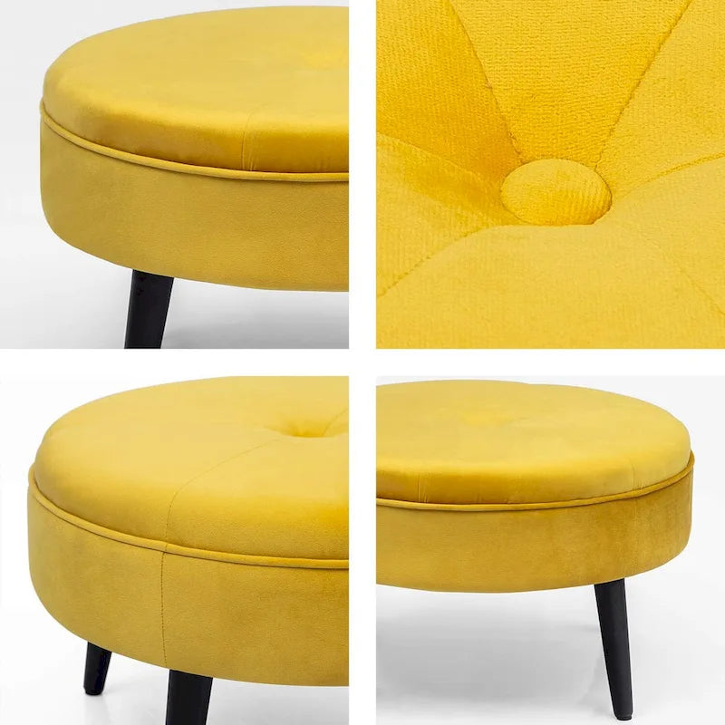 Adeco Carrington Juttersbo Round Tufted Fabric Ottoman