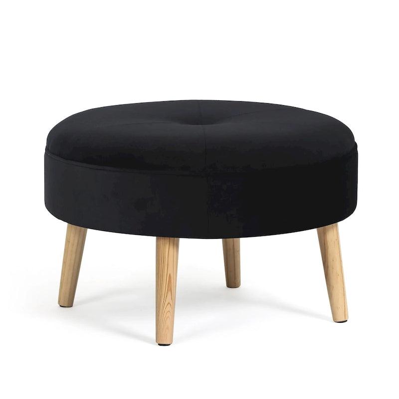 Adeco Carrington Juttersbo Round Tufted Fabric Ottoman