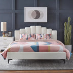 Lifestorey Stark Velvet Upholstered Modern Queen Platform Bed