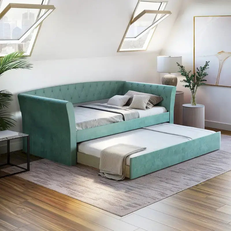 Boyd Sleep Kendal Velvet Upholstered Twin Daybed with Trundle