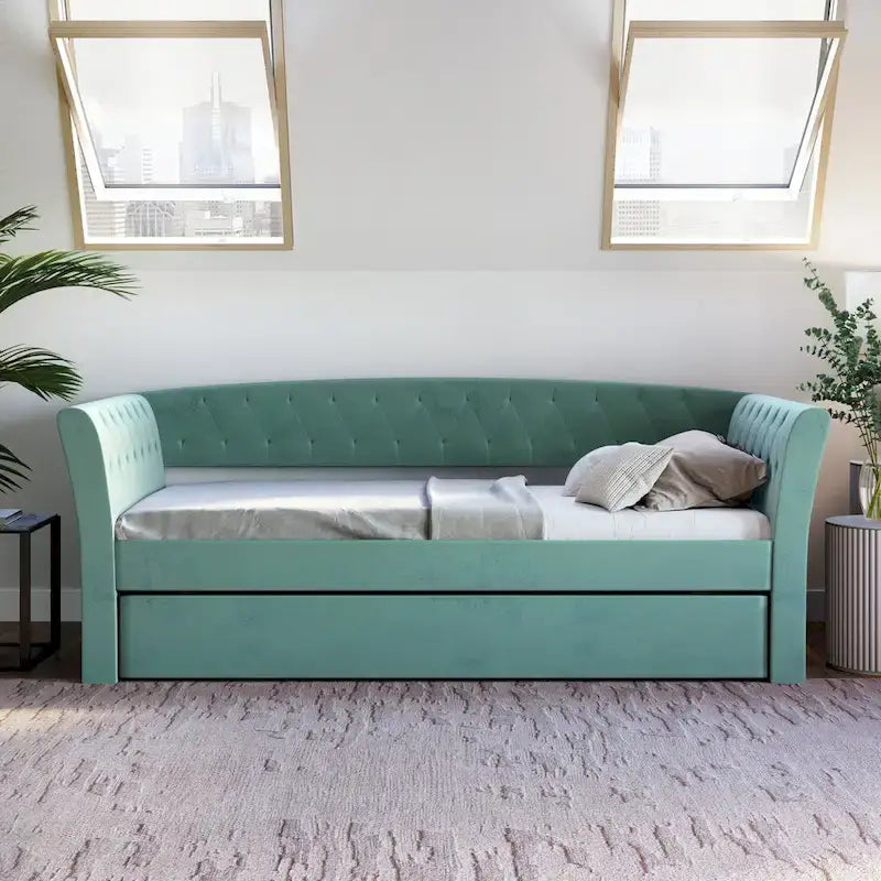Boyd Sleep Kendal Velvet Upholstered Twin Daybed with Trundle
