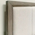 Roundhill Furniture Ennesley Gray Wood Bedroom Set with Upholstered Panel Bed, Dresser, Mirror, and Nightstand