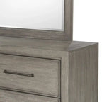 Roundhill Furniture Ennesley Gray Wood Bedroom Set with Upholstered Panel Bed, Dresser, Mirror, and Nightstand